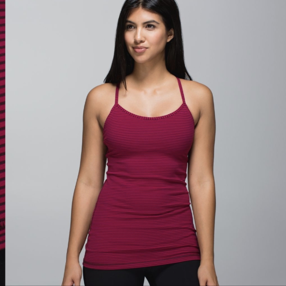 Lululemon Power Y Tank *Luon Hyper Stripe Bordeaux Drama Bumble Berry